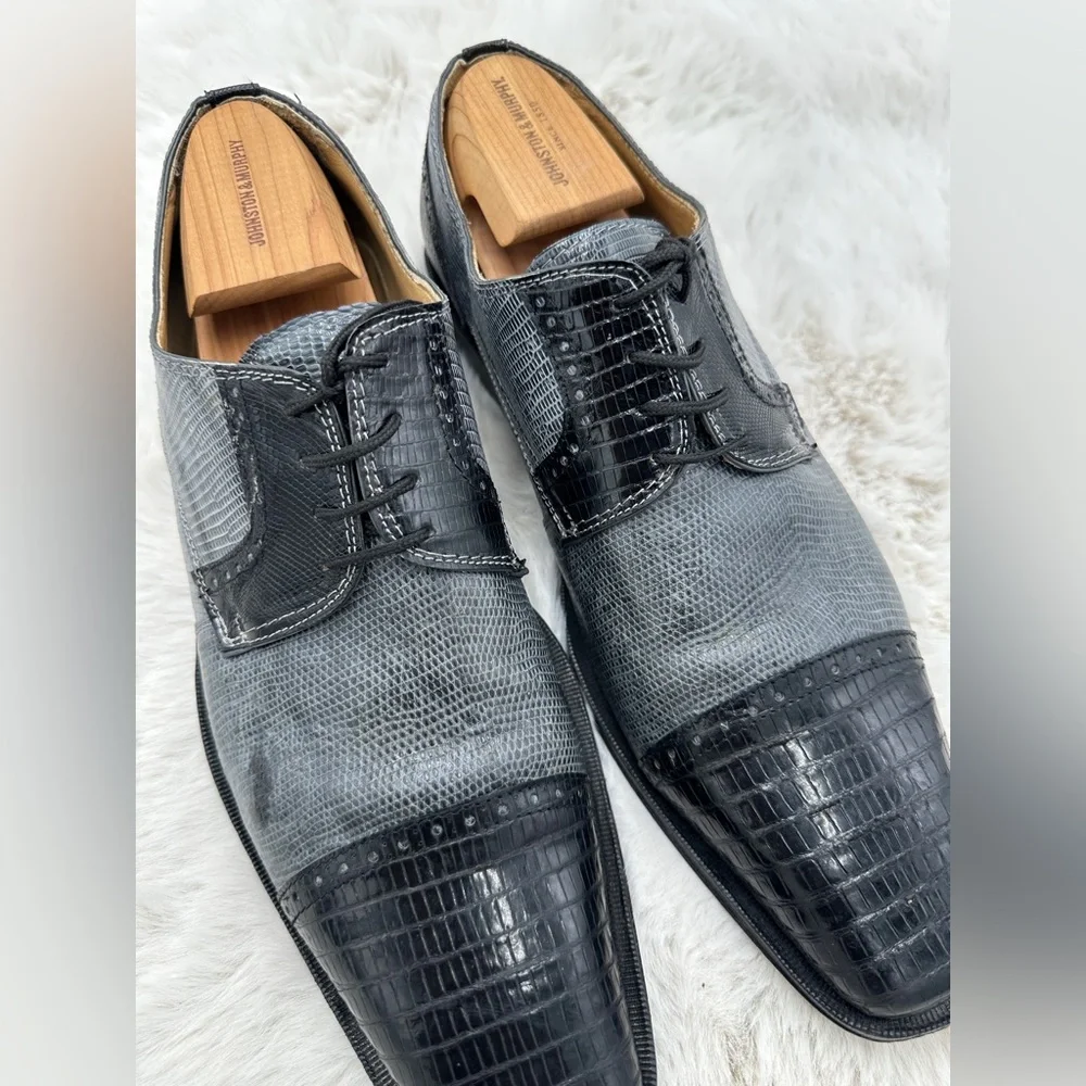 David Eden‎ Crocodile Teju Lizard Oxford Dress Shoes Men’s Size 10.5